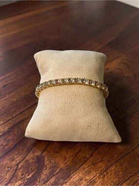Small Gold Tone CZ Clear Stone Tennis Bracelet